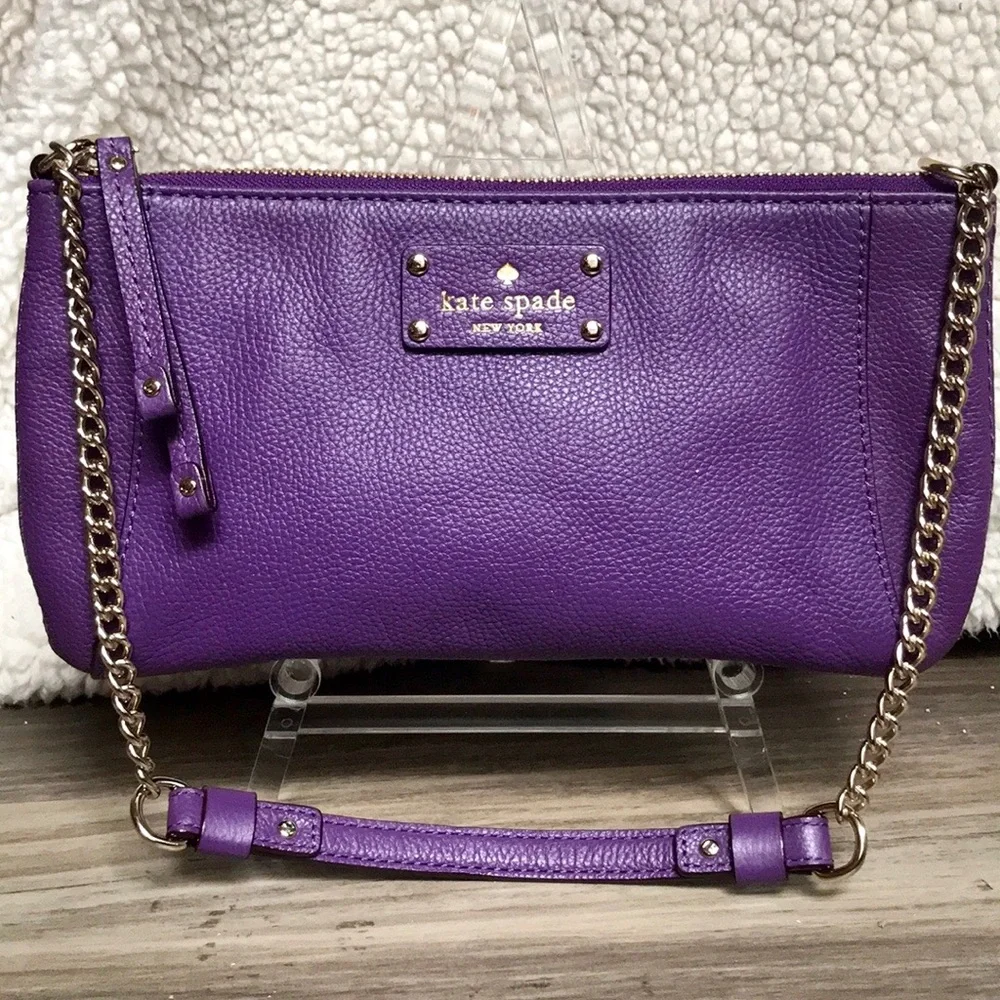 Kate Spade Shoulder Bag Purple with Gold Chain and Leather Strap
